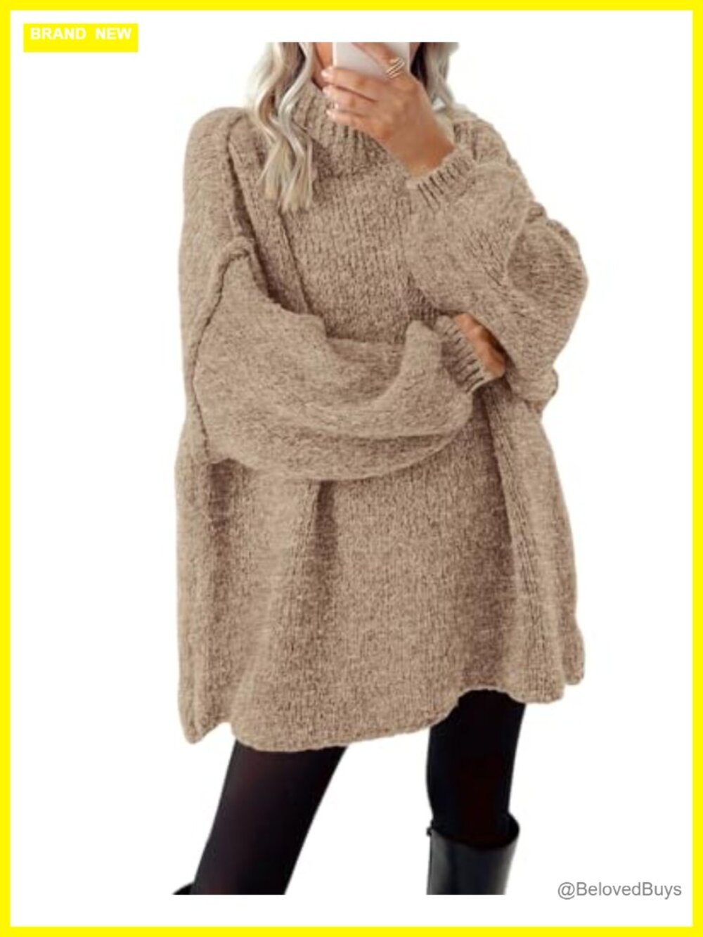 Women's Mock Neck Cable Knit Oversized Pullover Sweater for Fall Winter